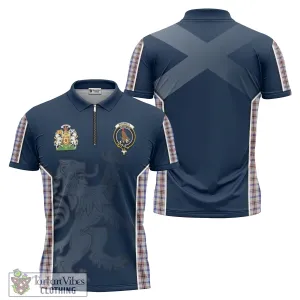 Boswell Tartan Zipper Polo Shirt with Family Crest and Lion Rampant Vibes Sport Style