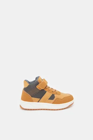 Boys Tan Color Block High Top