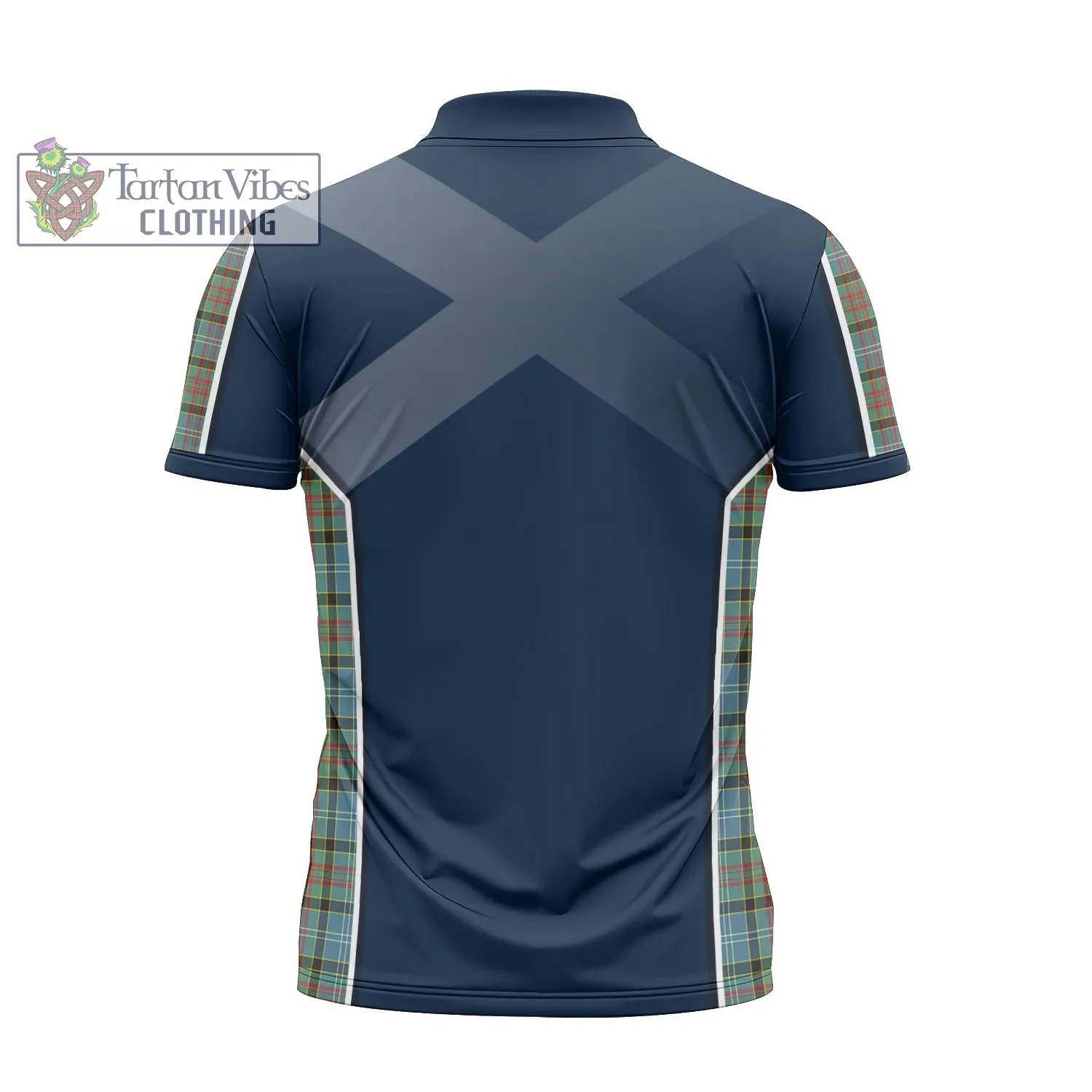 Brisbane Tartan Zipper Polo Shirt with Family Crest and Lion Rampant Vibes Sport Style