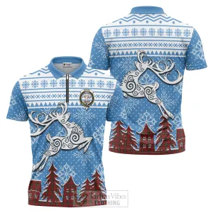 Brodie Clan Christmas Zipper Polo Shirt Celtic Reindeer Style