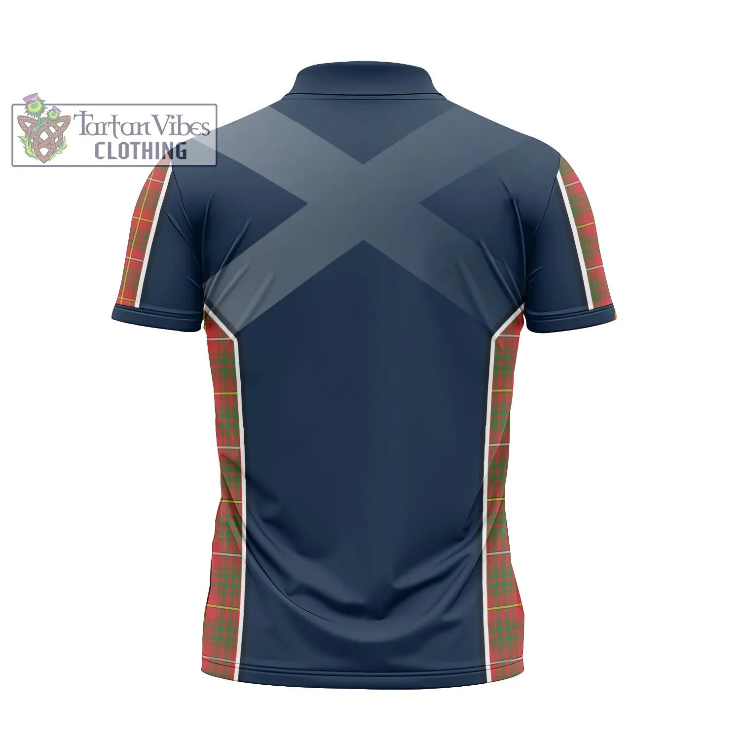 Bruce Modern Tartan Zipper Polo Shirt with Family Crest and Scottish Thistle Vibes Sport Style