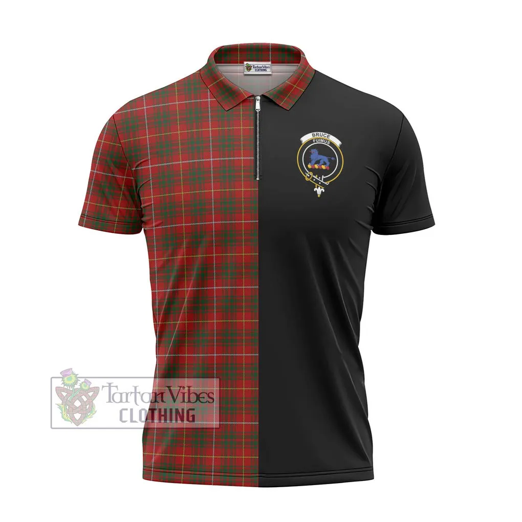 Bruce Tartan Zipper Polo Shirt with Family Crest and Half Of Me Style