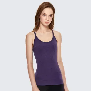 Built in Bra Seamless Athletic Camisole Purple Workout Tank Top