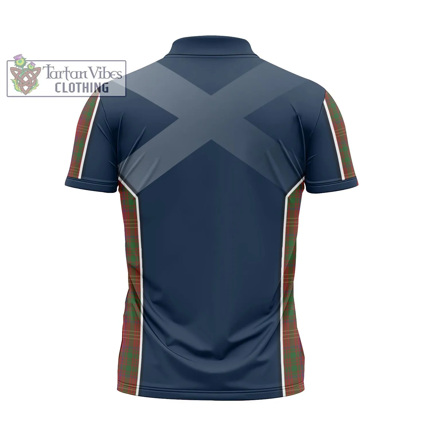 Burns Tartan Zipper Polo Shirt with Family Crest and Scottish Thistle Vibes Sport Style