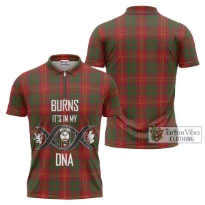 Burns Tartan Zipper Polo Shirt with Family Crest DNA In Me Style