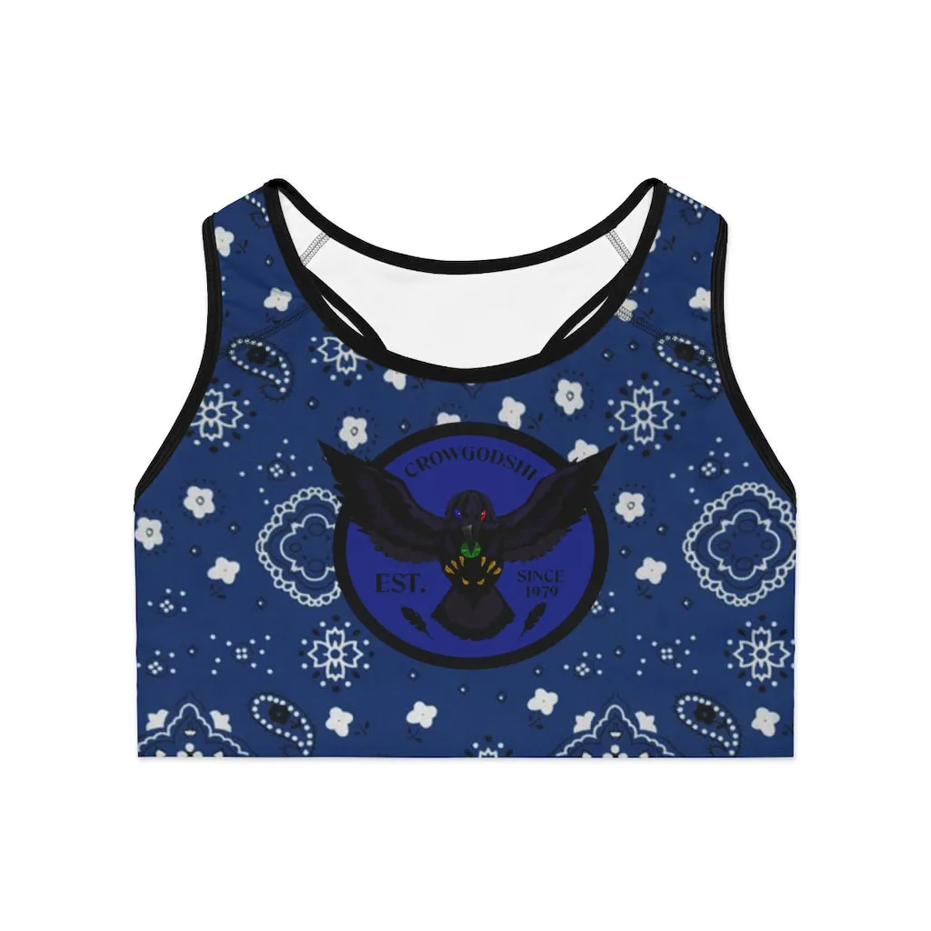 Crowgodshi Designer Blue Bandana Sports Bra