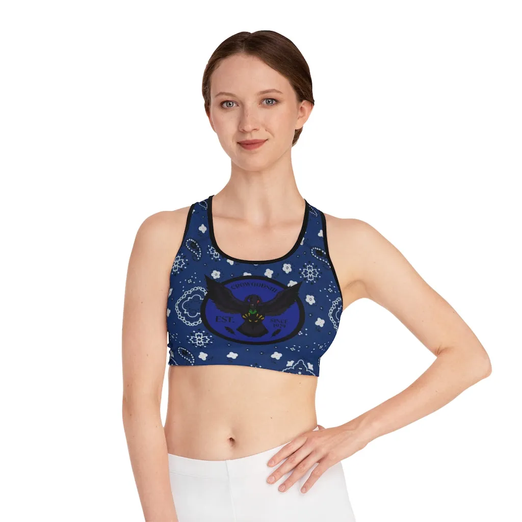 Crowgodshi Designer Blue Bandana Sports Bra