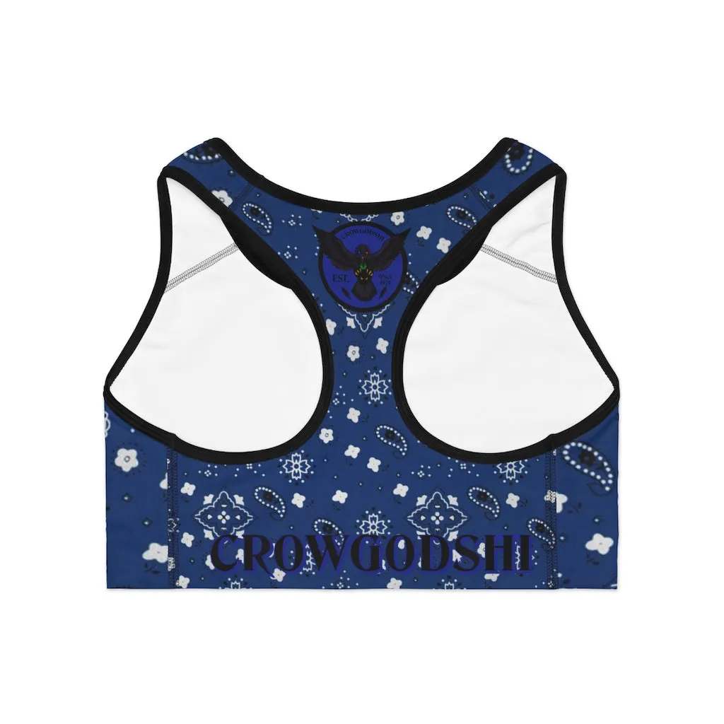 Crowgodshi Designer Blue Bandana Sports Bra