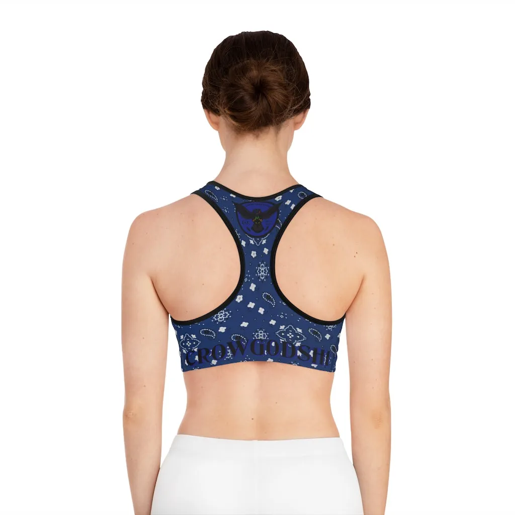 Crowgodshi Designer Blue Bandana Sports Bra