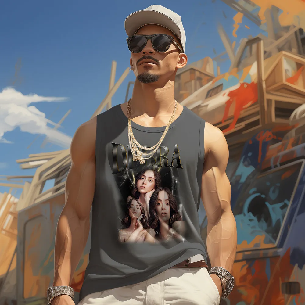 Custom Face Vintage Tank Tops Men's Sleeveless Shirt Print Your Own Text