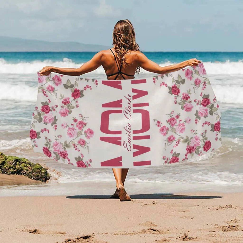 Custom Name Beach Towel Mom