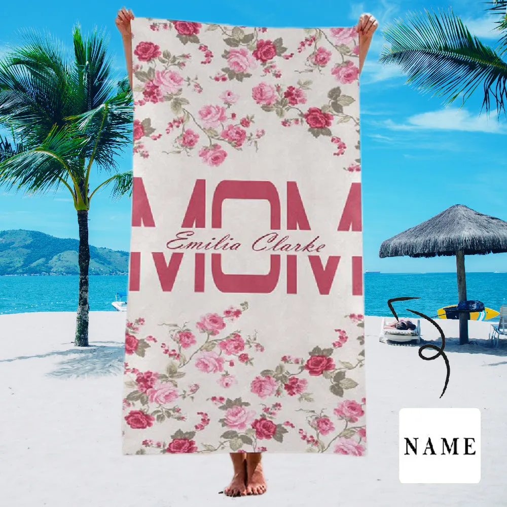 Custom Name Beach Towel Mom