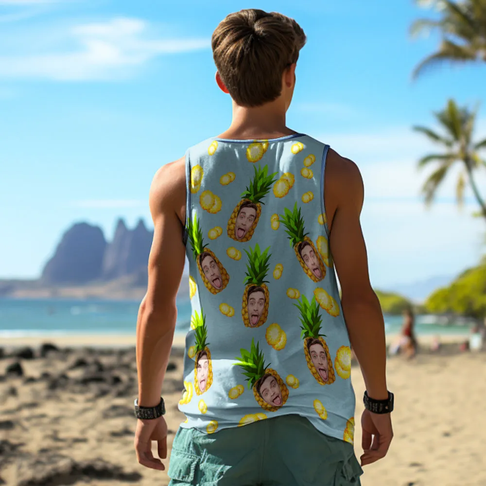 Custom Thick Face Tank Tops Men's Sleeveless Shirt Big Pineapple