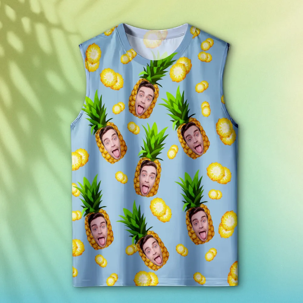 Custom Thick Face Tank Tops Men's Sleeveless Shirt Big Pineapple