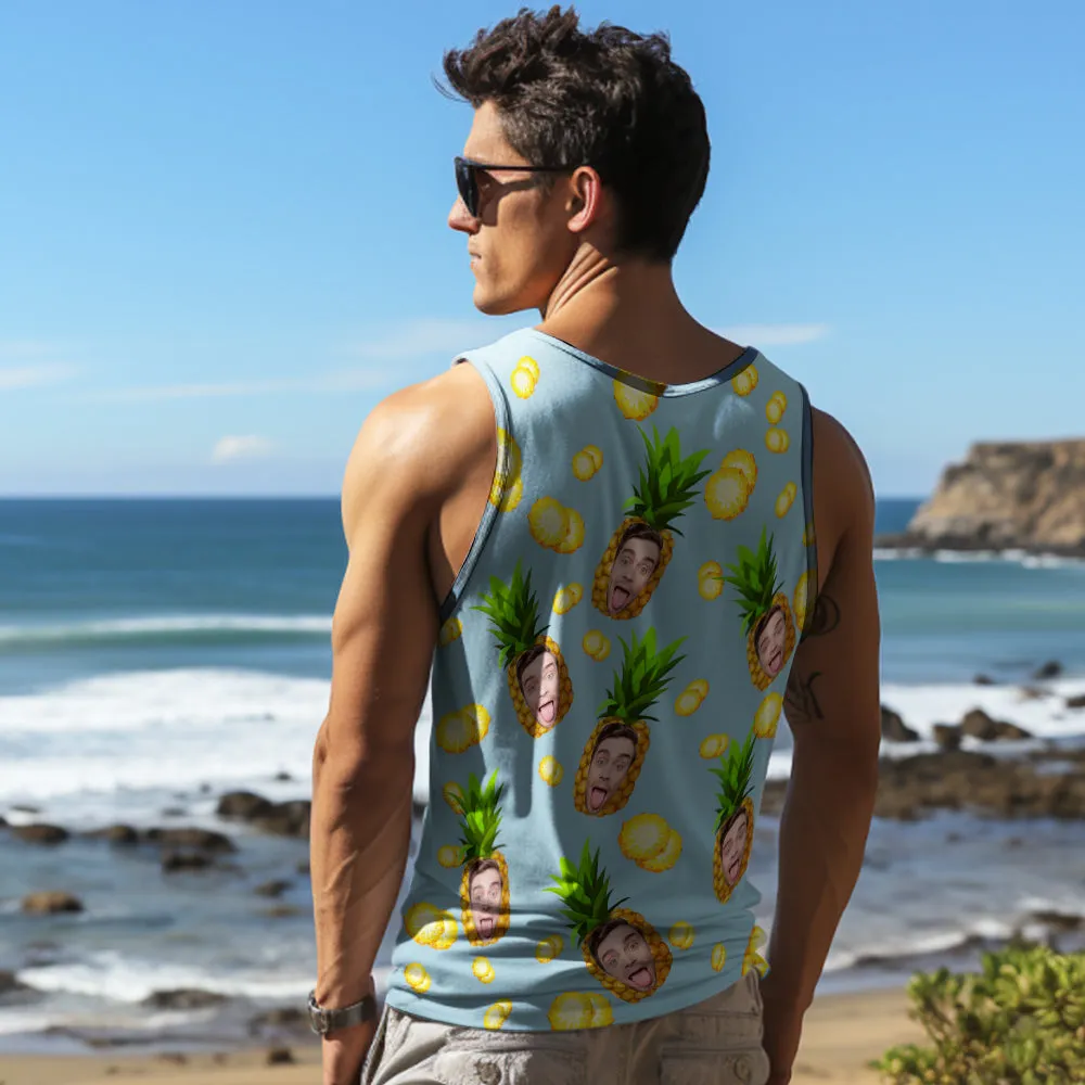 Custom Thick Face Tank Tops Men's Sleeveless Shirt Big Pineapple