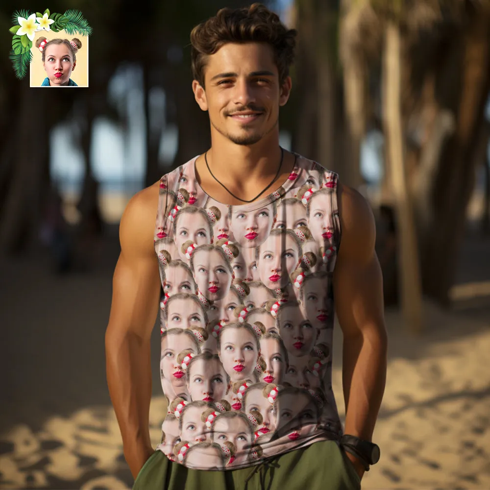 Custom Thick Face Tank Tops Men's Sleeveless Shirt Mash Face