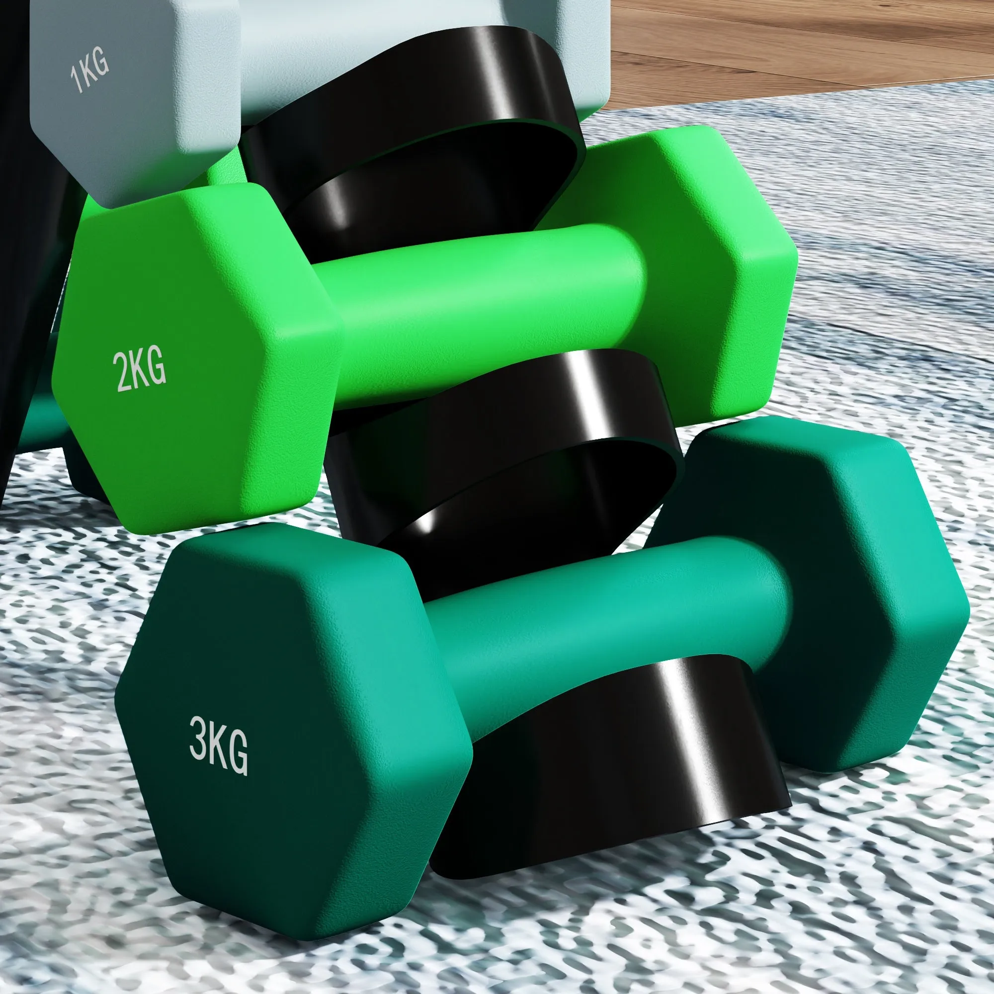 Dumbbells Set with Carry Storage Rack, 2 x 1kg, 2 x 2kg, 2 x 3kg