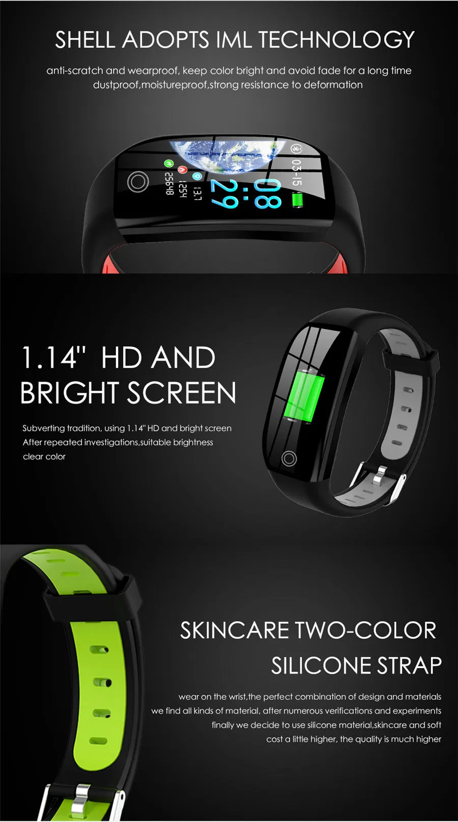 F21 Smartwatch Bracelet with GPS Distance Fitness Tracker