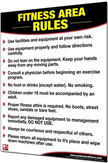 Fitness Area Rules Poster