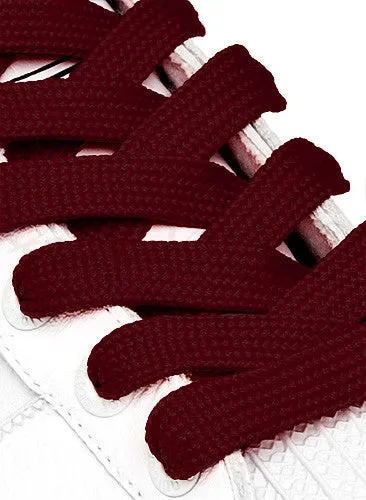 Flat Fat Maroon Shoelaces - 11mm wide