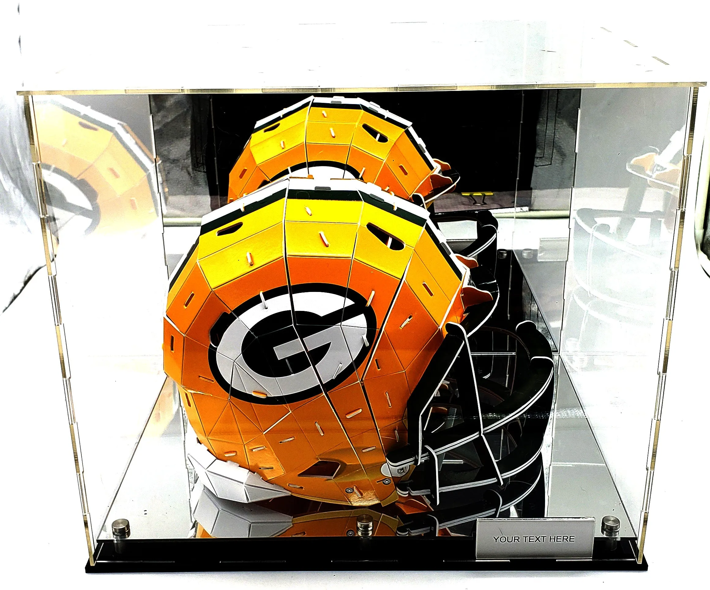 Football Helmet Acrylic Display Case Showcase Box UV Protection Memorabilia Dustproof Mirror