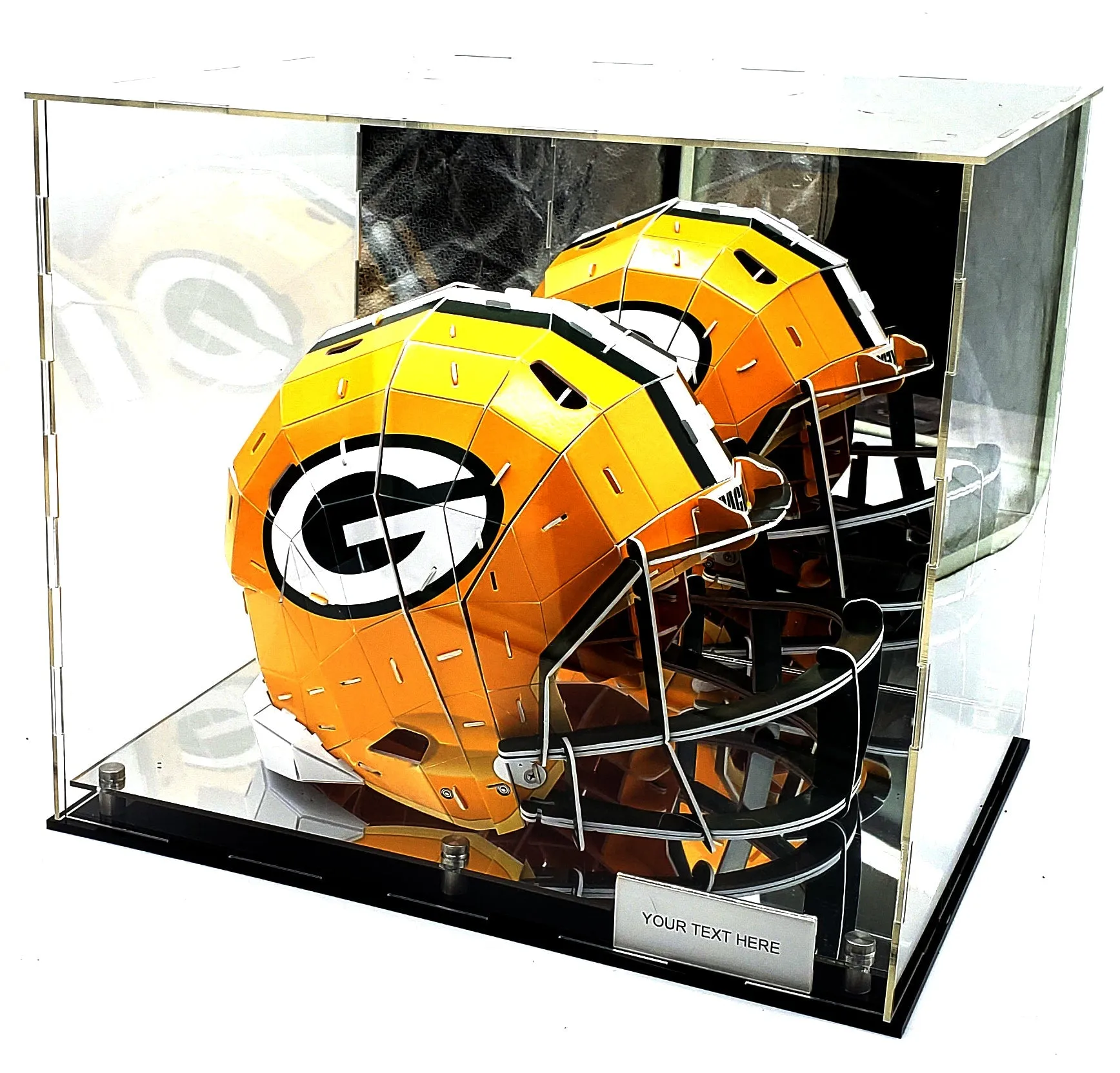 Football Helmet Acrylic Display Case Showcase Box UV Protection Memorabilia Dustproof Mirror