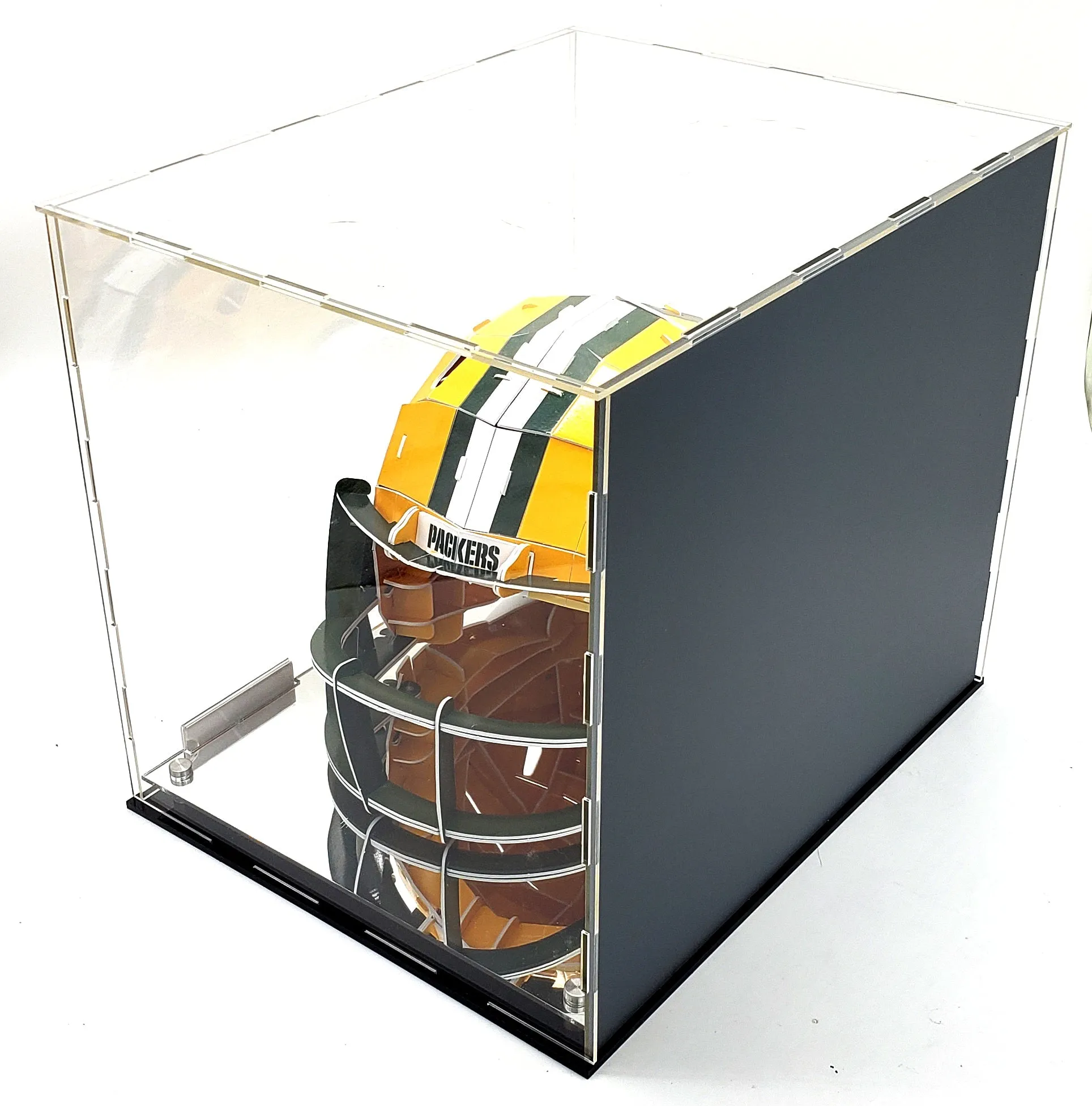 Football Helmet Acrylic Display Case Showcase Box UV Protection Memorabilia Dustproof Mirror