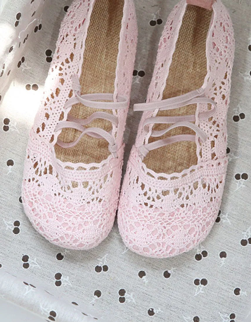 Front Strappy Soft Bottom Lace Flats