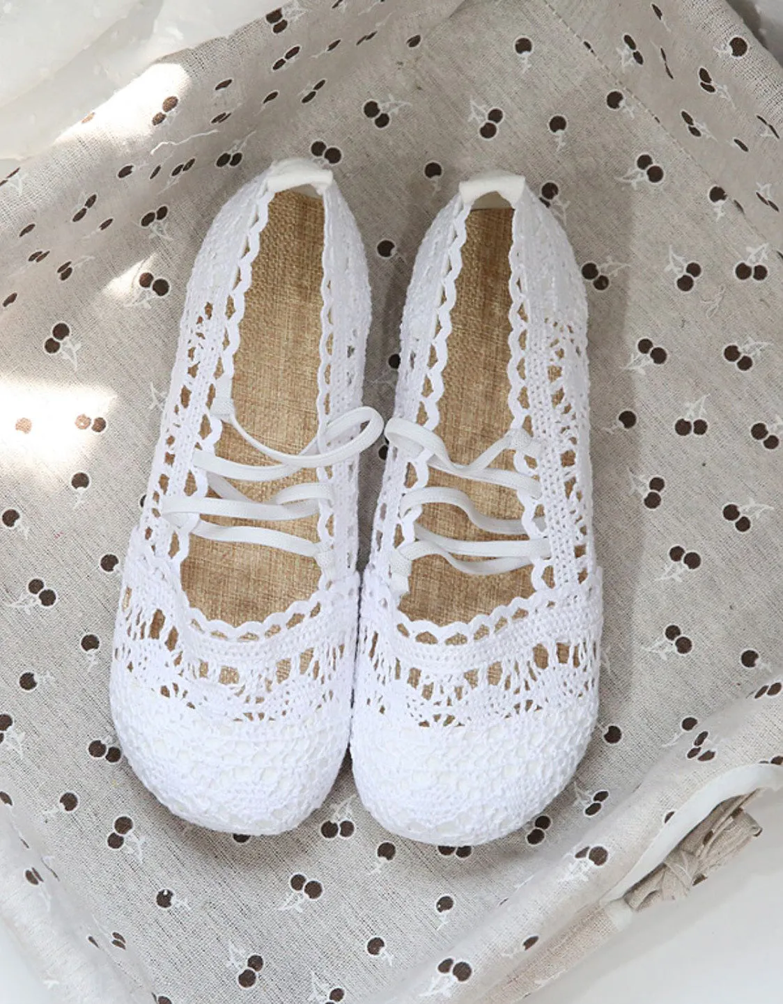 Front Strappy Soft Bottom Lace Flats