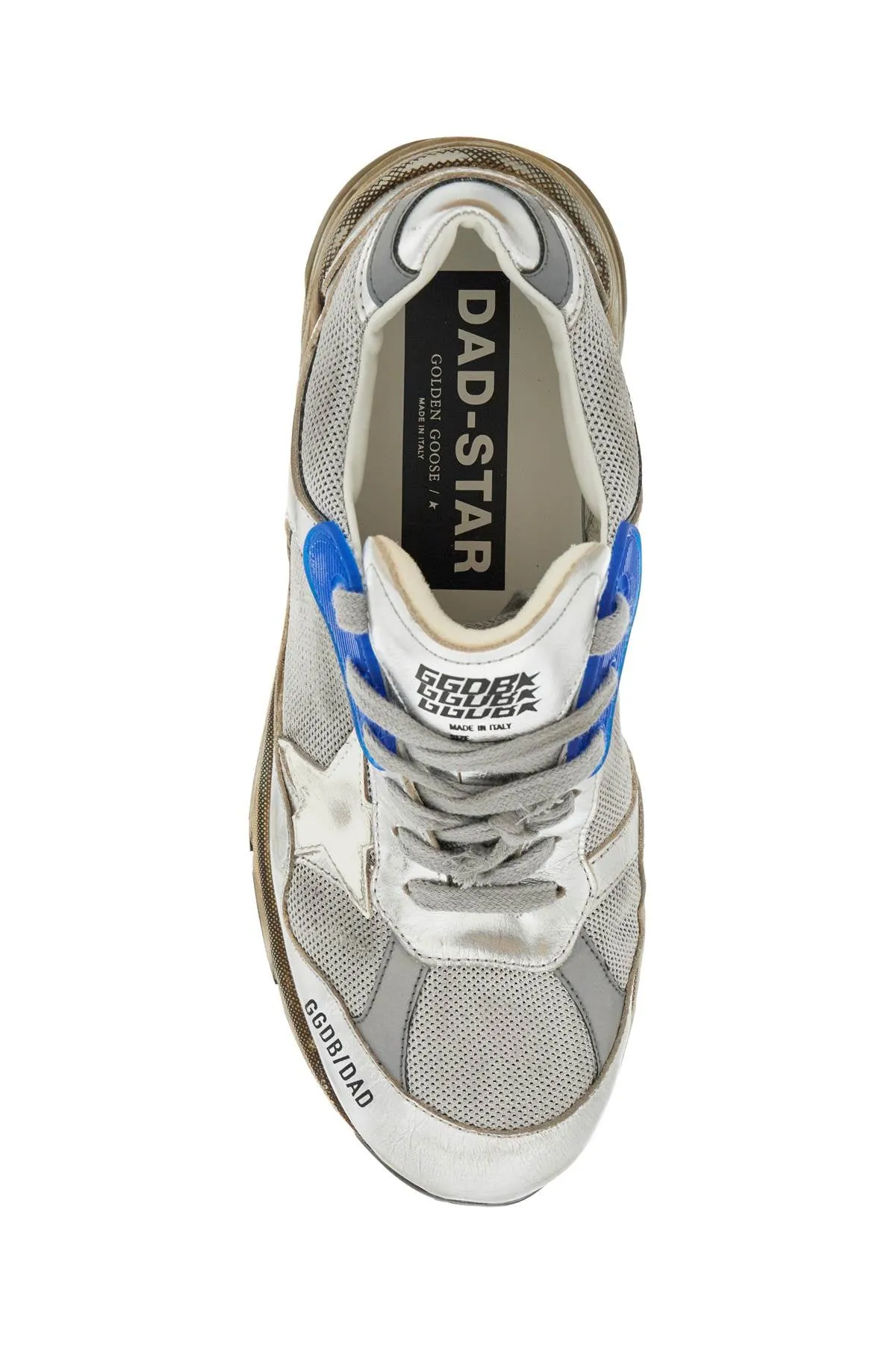 GOLDEN GOOSE mesh and laminated leather dad-star sneakers.