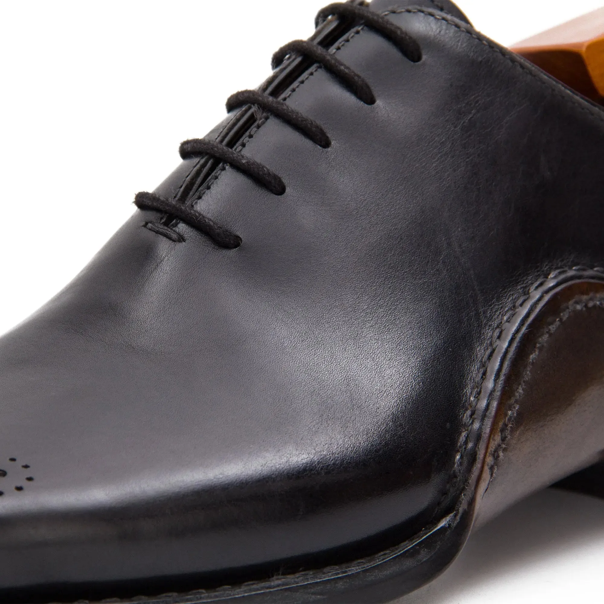 Goodyear Handmade Patina Oxford Shoes-Black