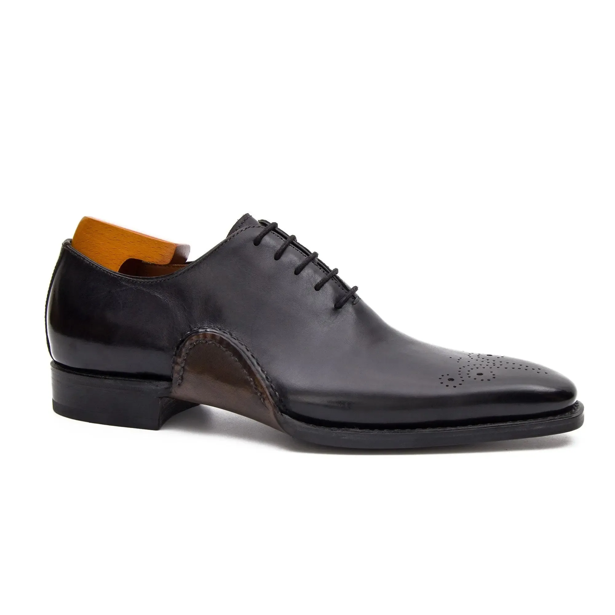 Goodyear Handmade Patina Oxford Shoes-Black