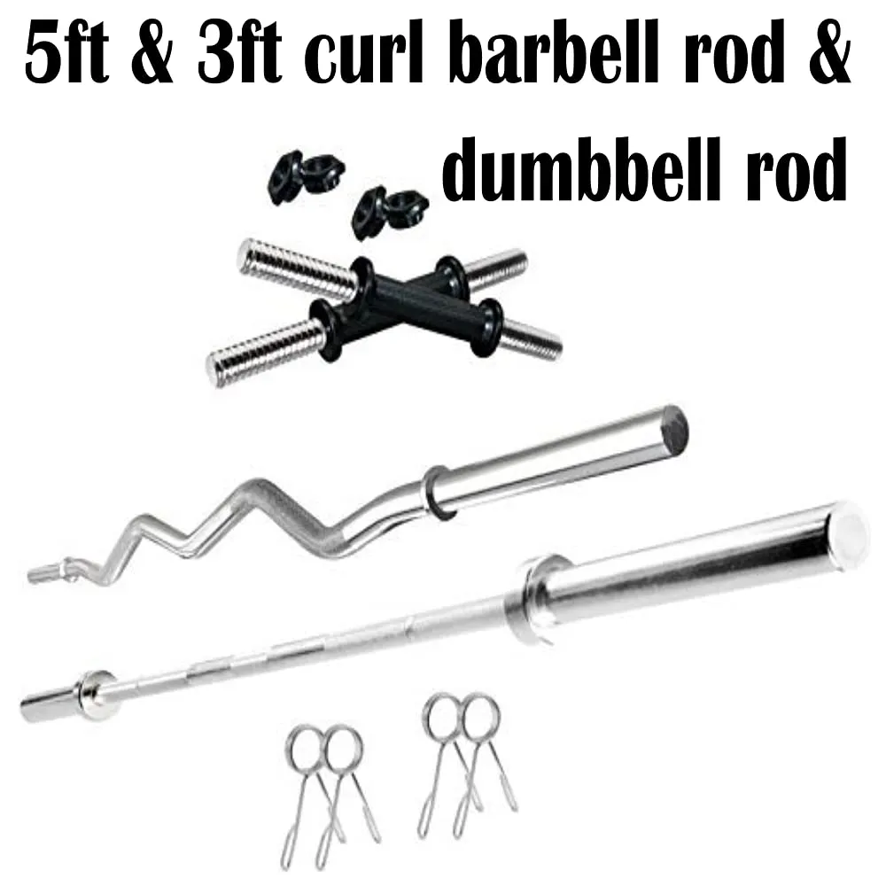 HASHTAG FITNESS 20 kg pvc weights combo with 5ft and 3ft barbell rod, dumbbell rod set, home gym exercise equipments for men, pvc plates for training