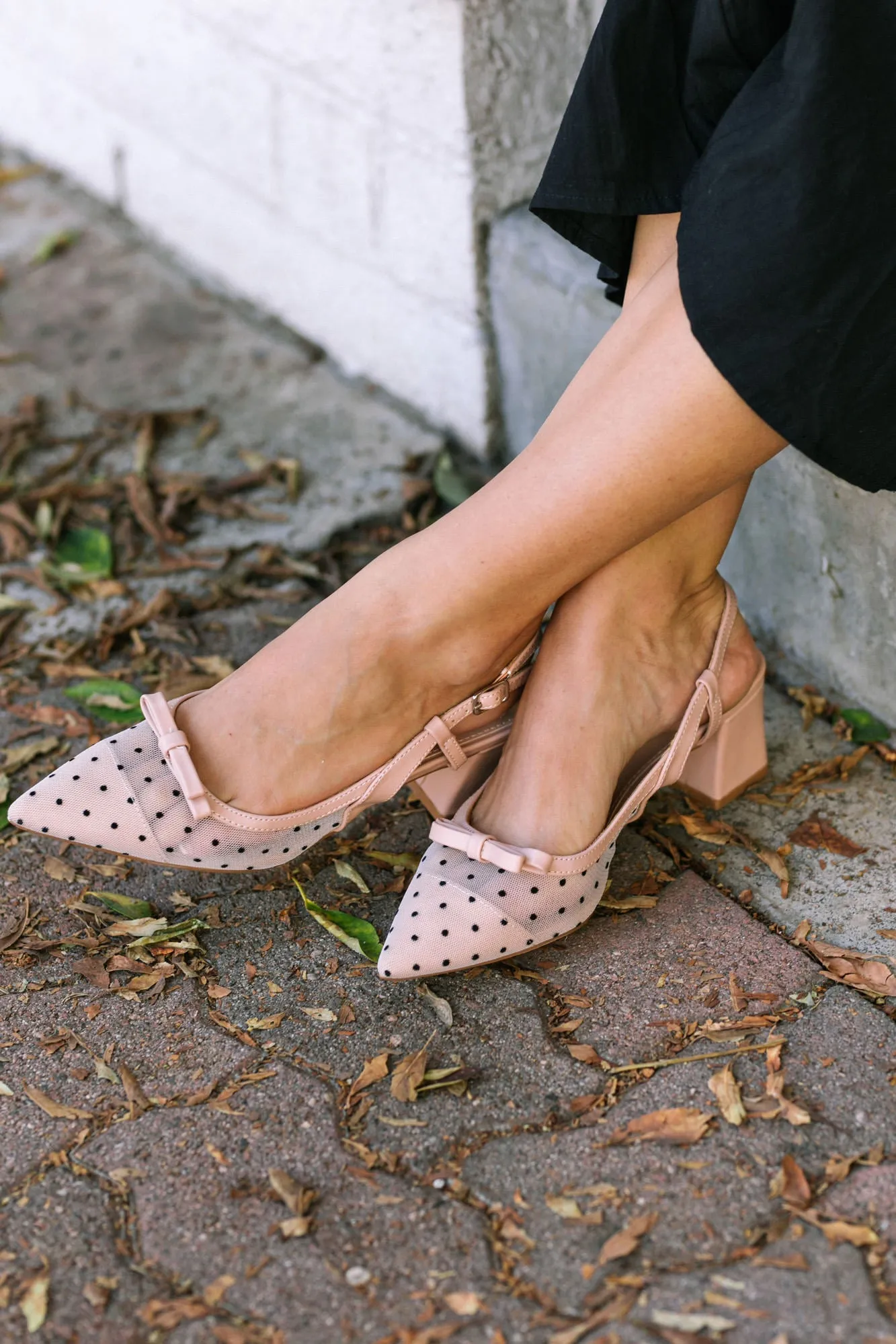 Heidi Dotted Slingback Heels