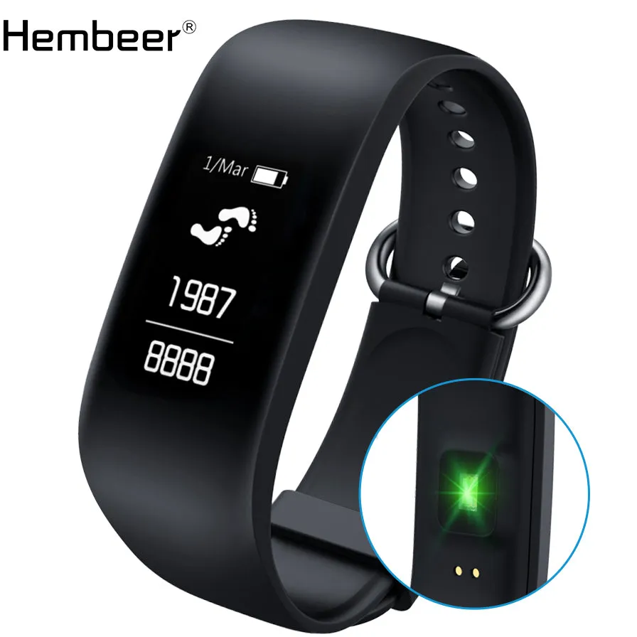 Hembeer E8 Smart Bracelet Accurate Dynamic Heart Rate Monitor Band Integrated Body Design Fitness Watch for Android IOS phone