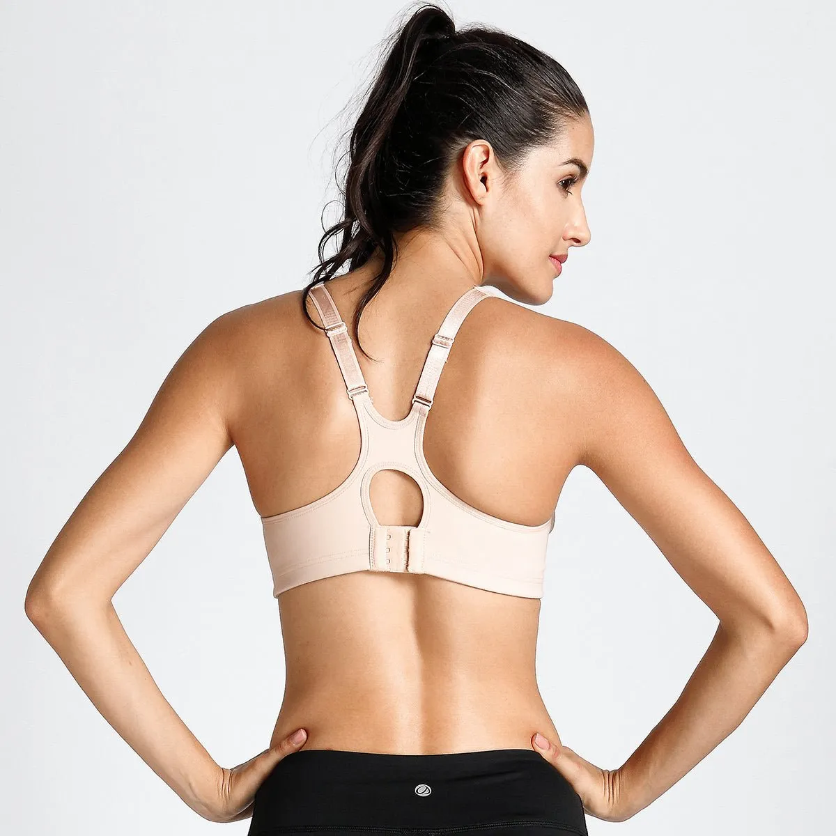 High Support Racerback No Bounce Underwire Nude Workout Bra