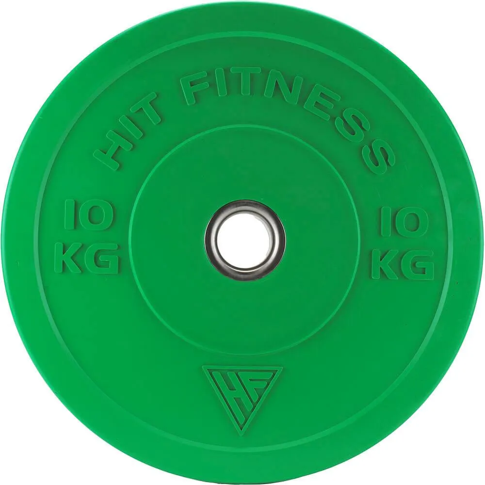 Hit Fitness 10kg Commercial Coloured Rubber Bumper Plate