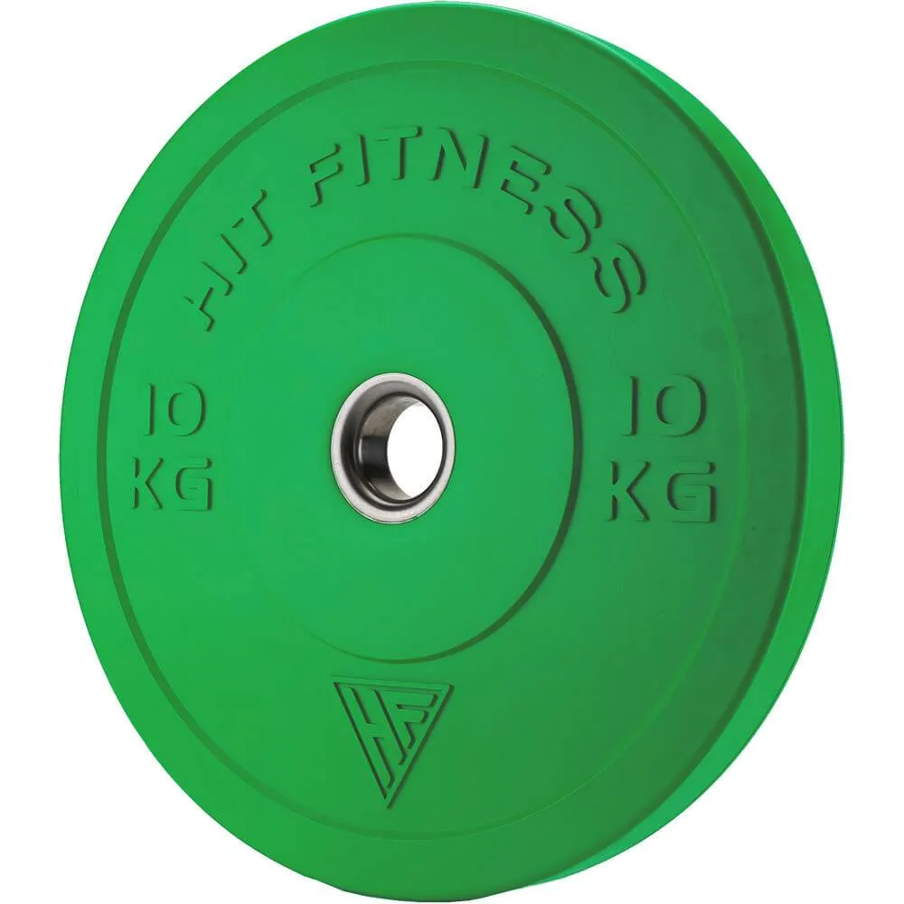 Hit Fitness 10kg Commercial Coloured Rubber Bumper Plate