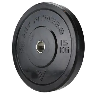 Hit Fitness 15kg Commercial Black Rubber Bumper Plate