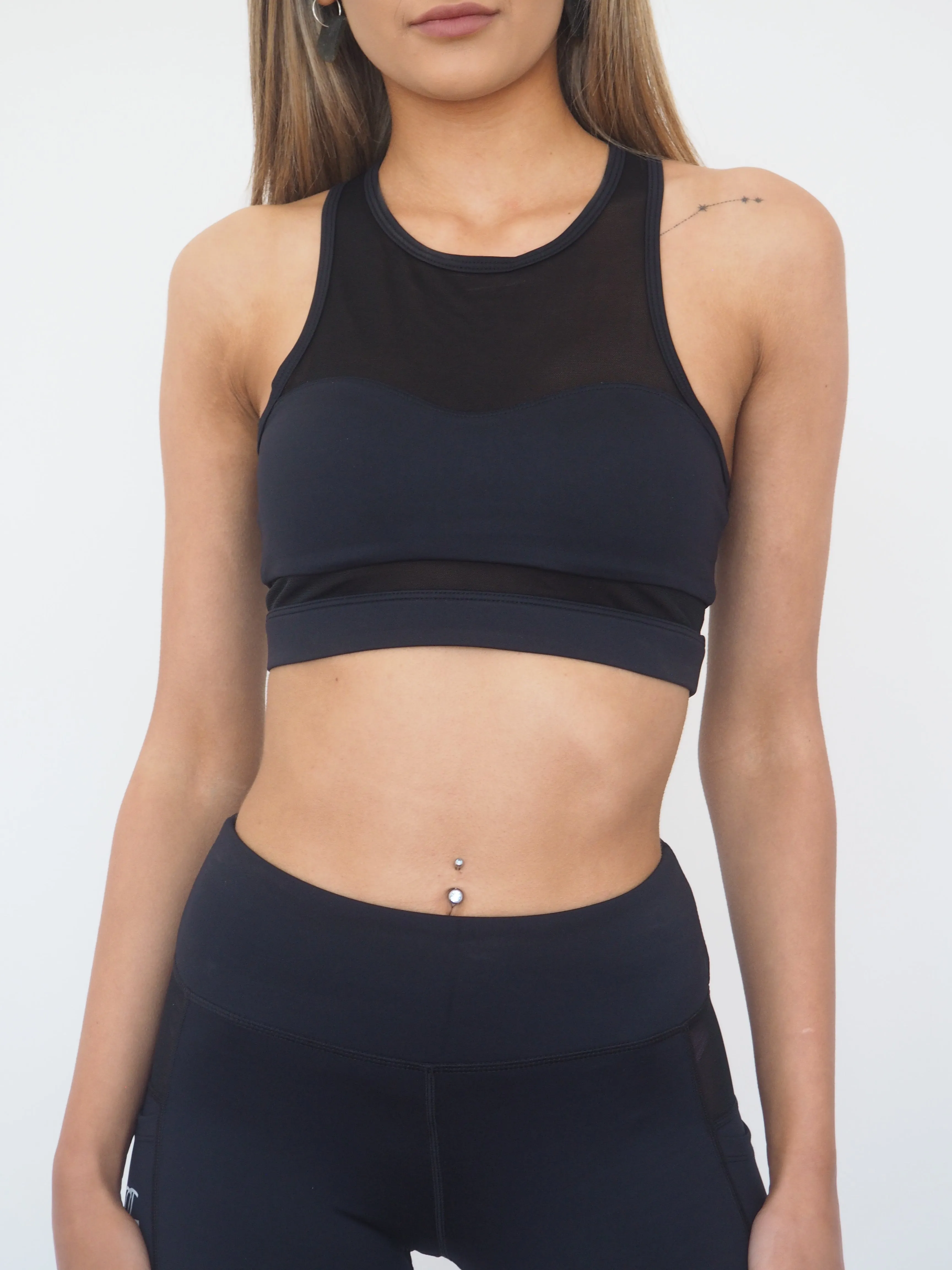 HYBRID MESH CROP // BLACK