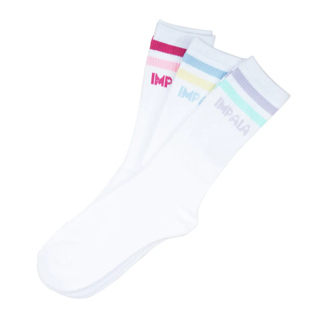 Impala Skate Crew Socks 3pk - Pastel Stripe