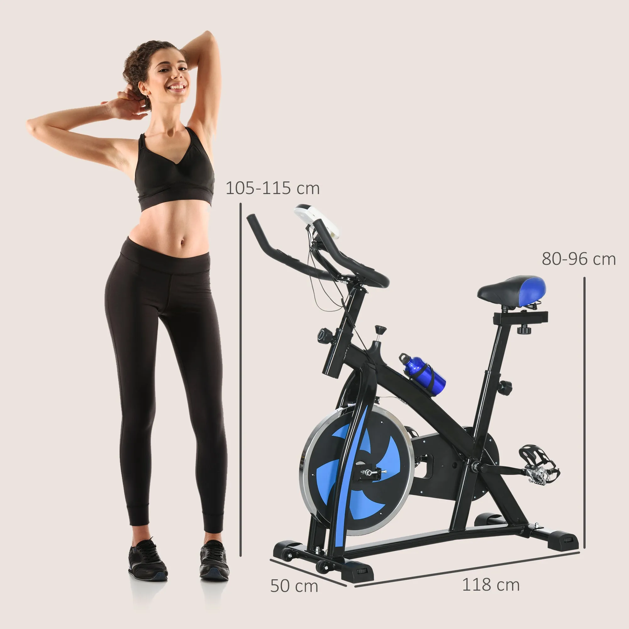 Indoor Exercise Bike Stationary Bike for Home Gym Workout, Blue