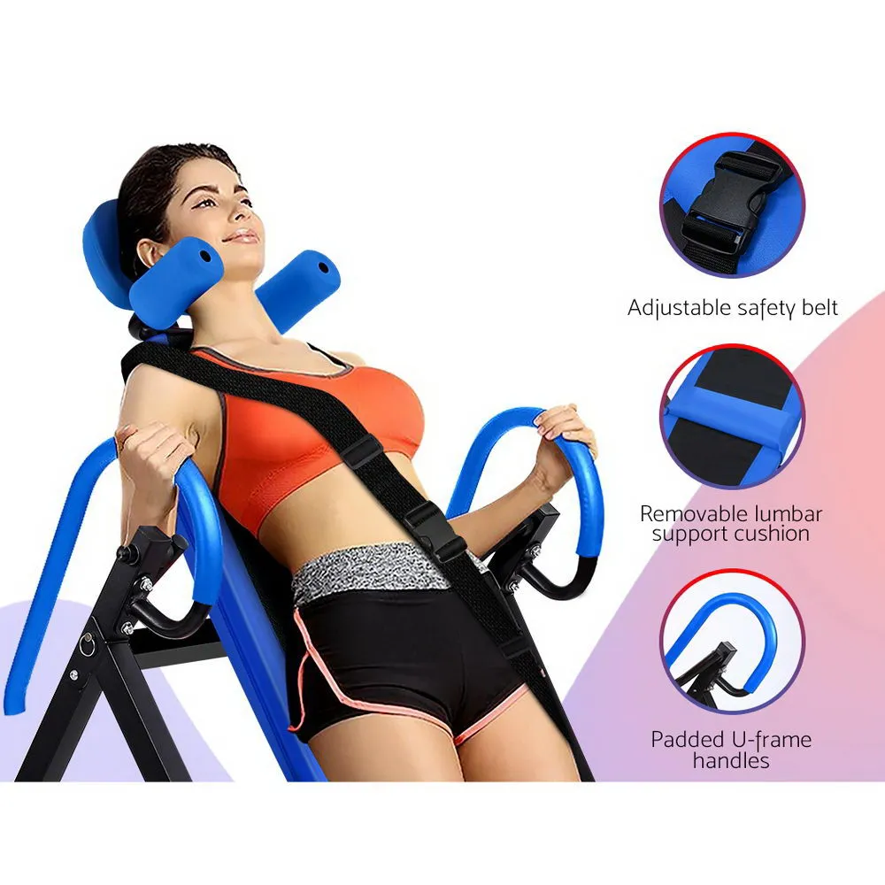 Inversion Table Gravity Stretcher Inverter Foldable Home Fitness Gym Blue