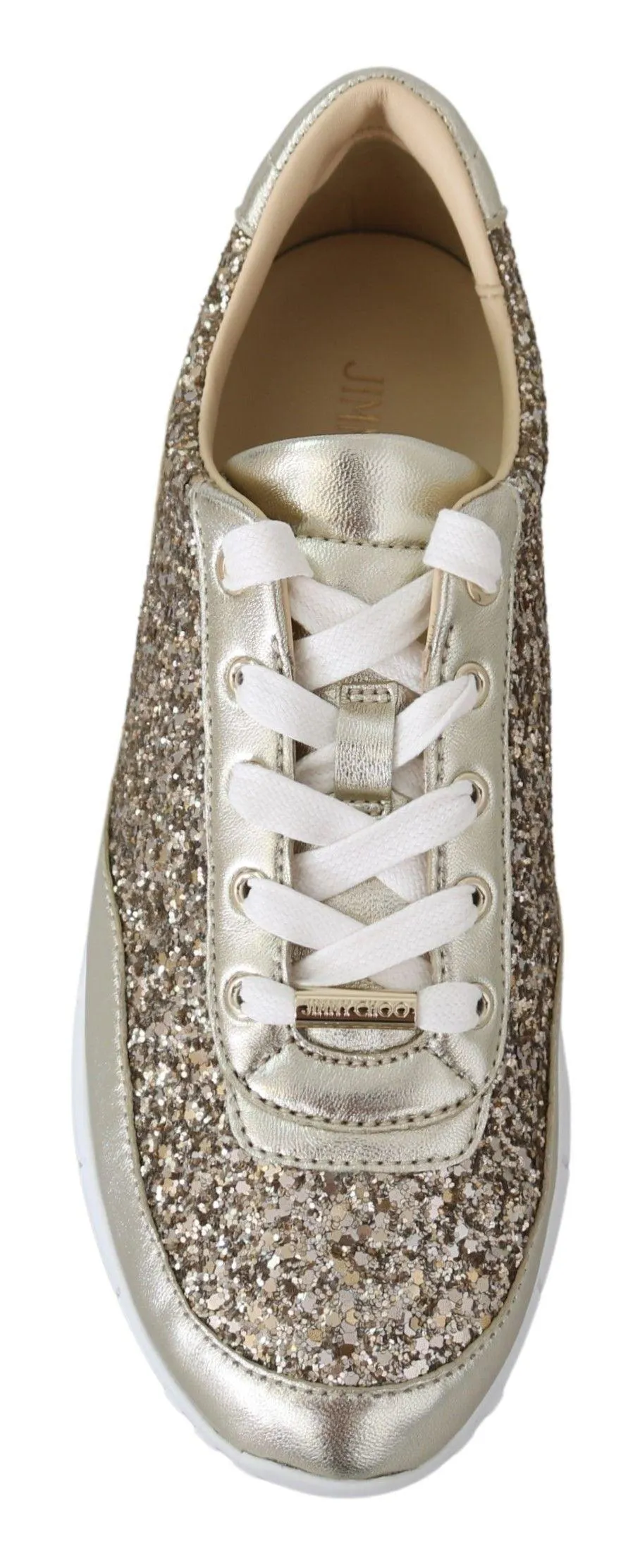 Jimmy Choo Gold Leather Antique Monza Sneakers