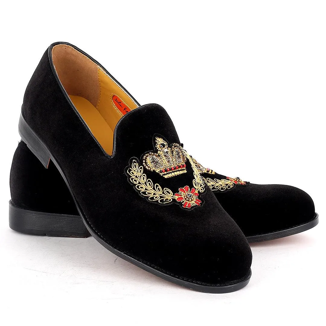 John Foster Suede Leather With Gold Royalty Designed Shoe