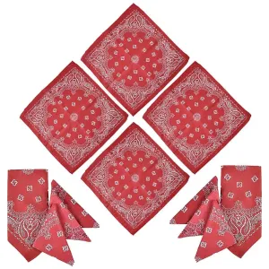 Kicko Red Paisley Bandana - 12 Pack - Multi-Purpose Red Bandana - Clothing, Shoes