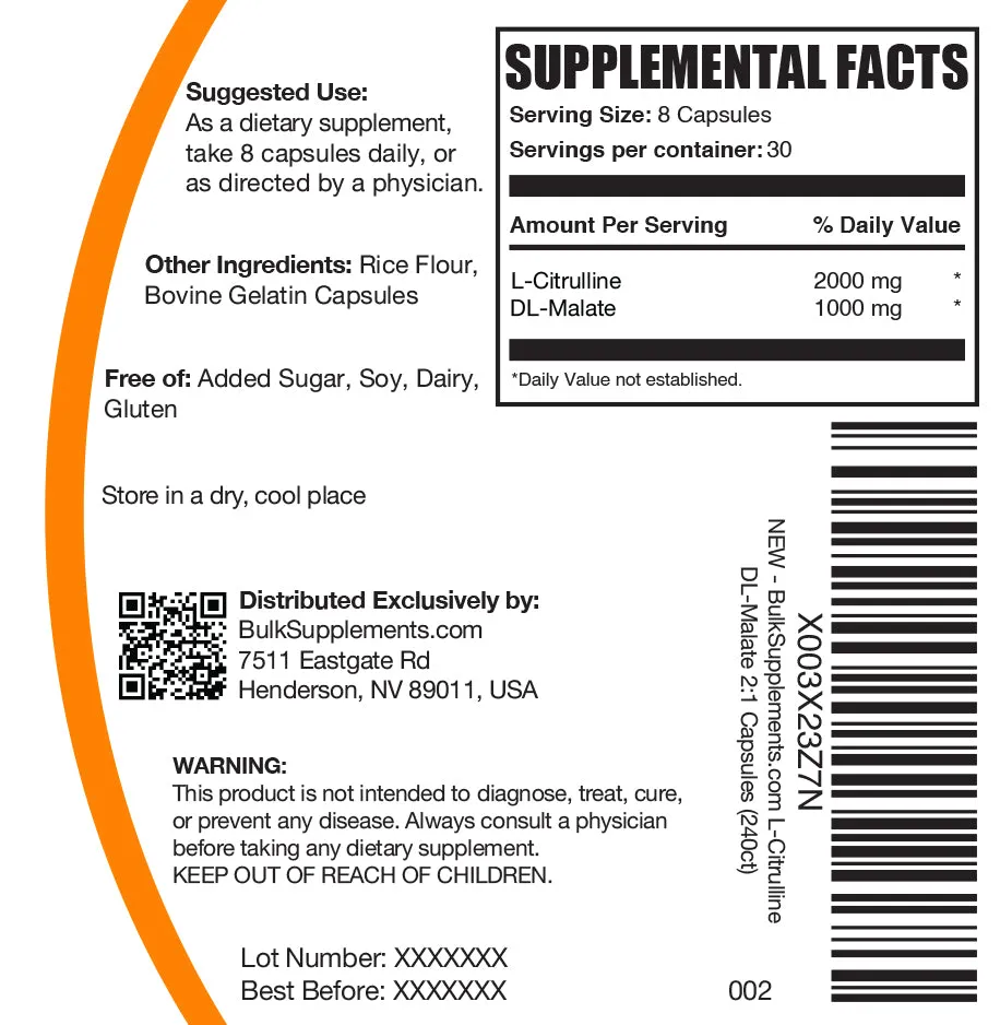 L-Citrulline DL-Malate 2:1 Capsules