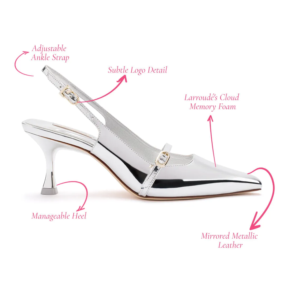 Larroude Ines Pump In Silver Specchio