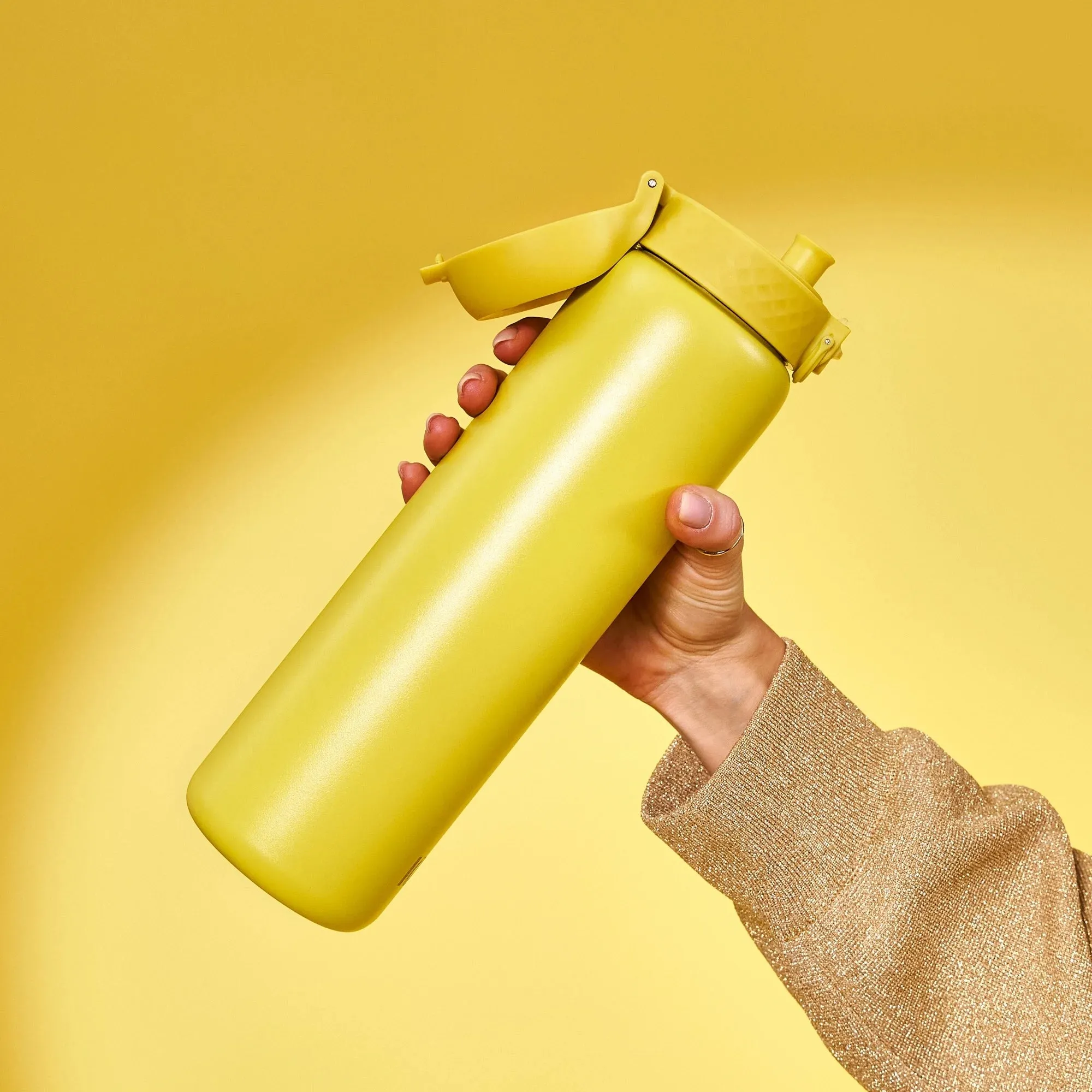 Leak Proof 1 Litre Water Bottle, Stainless Steel, Yellow, 1L