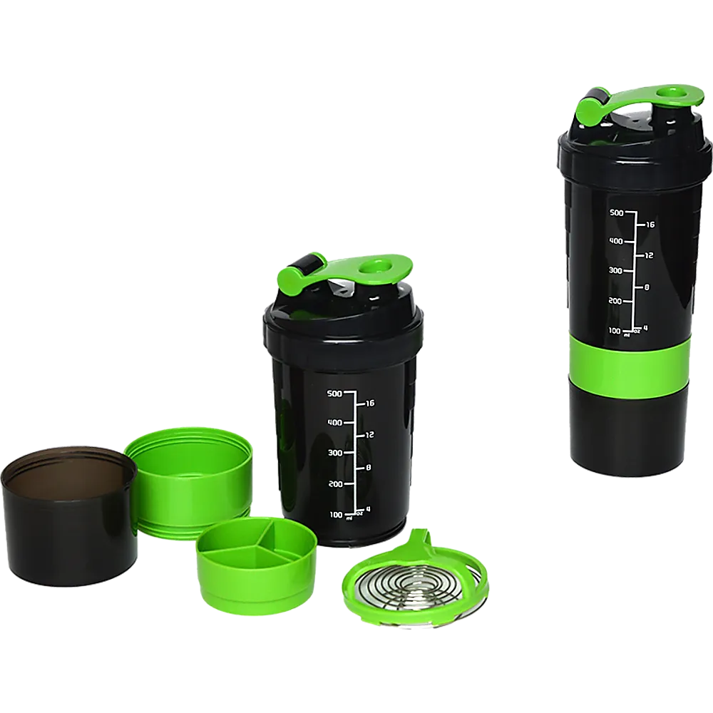 Leak-Proof 3-in-1 Protein Gym Shaker Mixer, 600ml, Set of 2